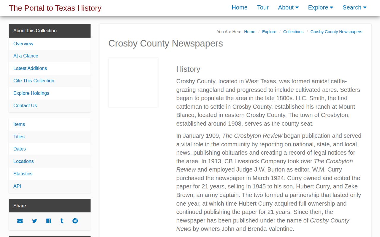 Crosby County historical booking record archive source